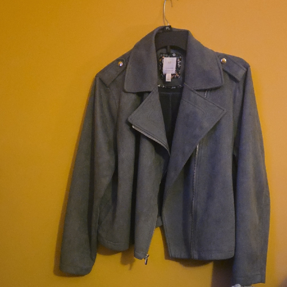 LC Lauren Conrad Women's Gray Leather Jacket
